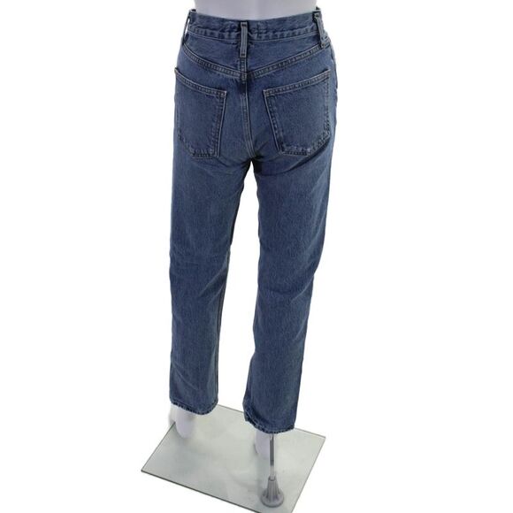 Agolde Womens Cotton Button Closure High Waisted Distressed Jeans Blue Size 24 - Picture 3 of 6